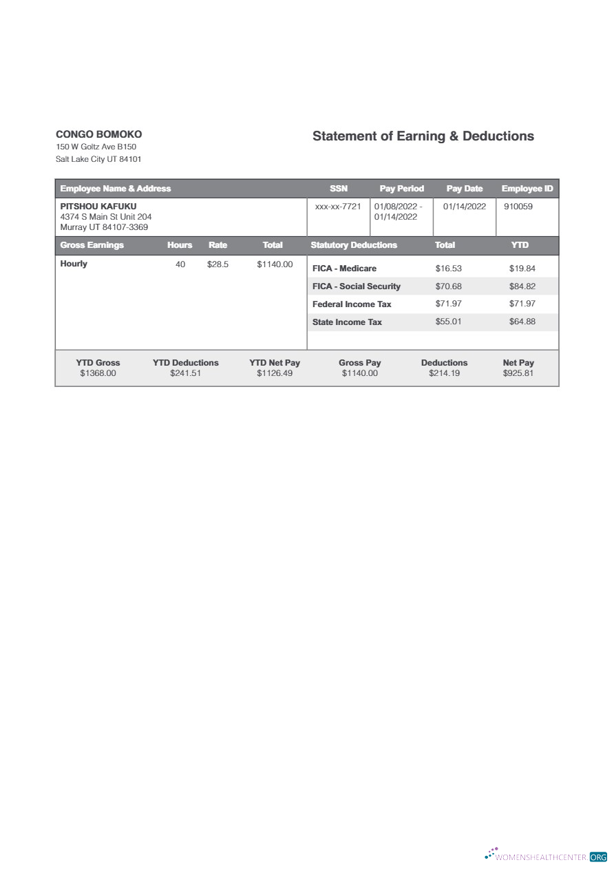 Download Congo Bomoko statement of earning & deductions template in Word and PDF formats.pdf, 4 Photoshop template